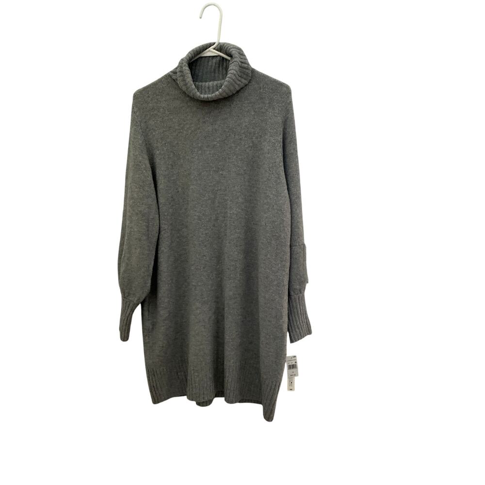 NWT Wallflower Gray Knit Long Puff Sleeve Turtleneck Sweater Dress Women's 1X